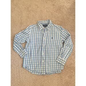 Ralph Lauren boys blue/white checkered button-down top, size 6